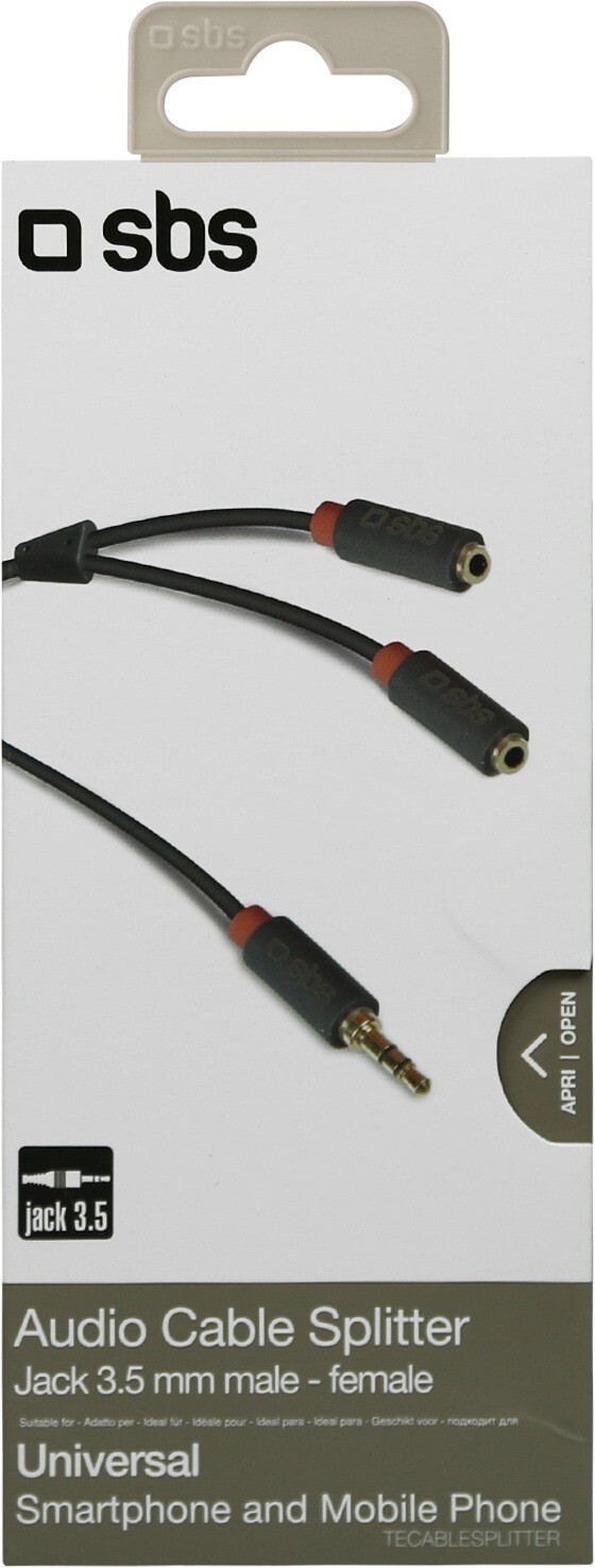 Audiokabel Splitter Jack 3.5mm Stecker - 2 Buchsen 3.5mm SBS 20cm
