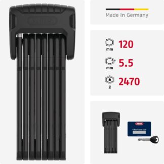 ABUS Faltschloss Bordo Granit 6500K/120 BK SH schwarz - Große: 5,5  x 1200 mm