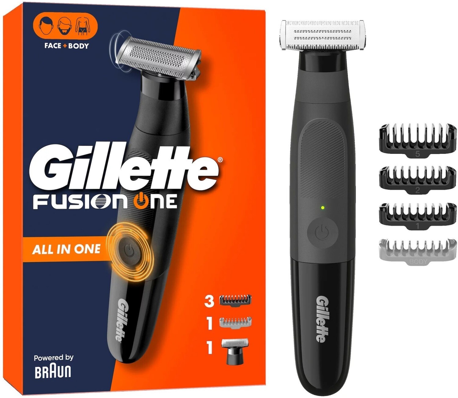 Gillette Fusion One Hybrid Rasierer Herren Elektrisch für Gesicht und Körper