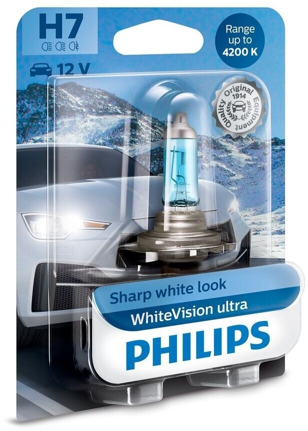 Philips WhiteVision ultra H7 12V 55W 4200K Halogenlampe PX26d 12972WVUB1